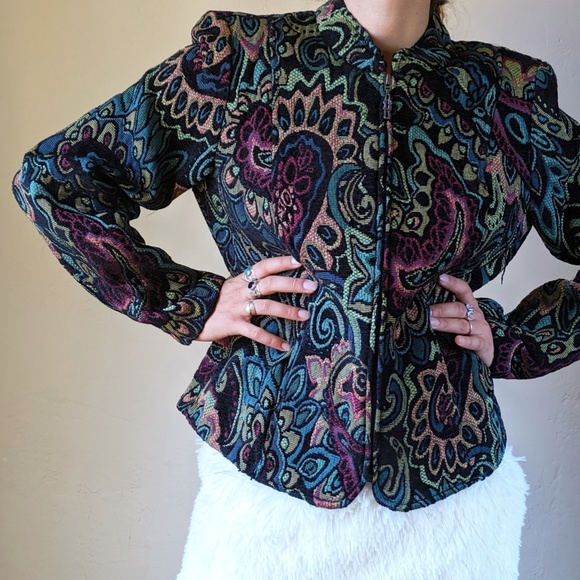 Vintage *Rare* Matty + Maxx Tapestry Zip Jacket - Picture 3 of 8